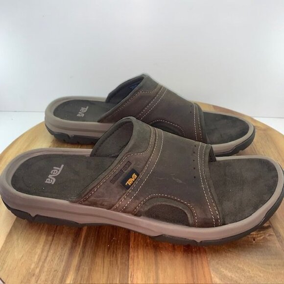 Teva Langdon Slides Mens Size 13 Brown Waterproof Leather Comfort Slip On 101515 main image 7